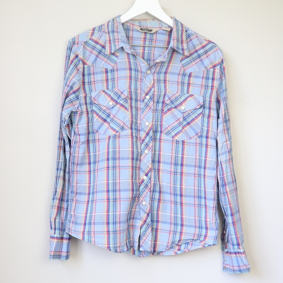 Salt Valley Tops - Salt Valley Plaid Long Sleeve Pearl Snap Shirt